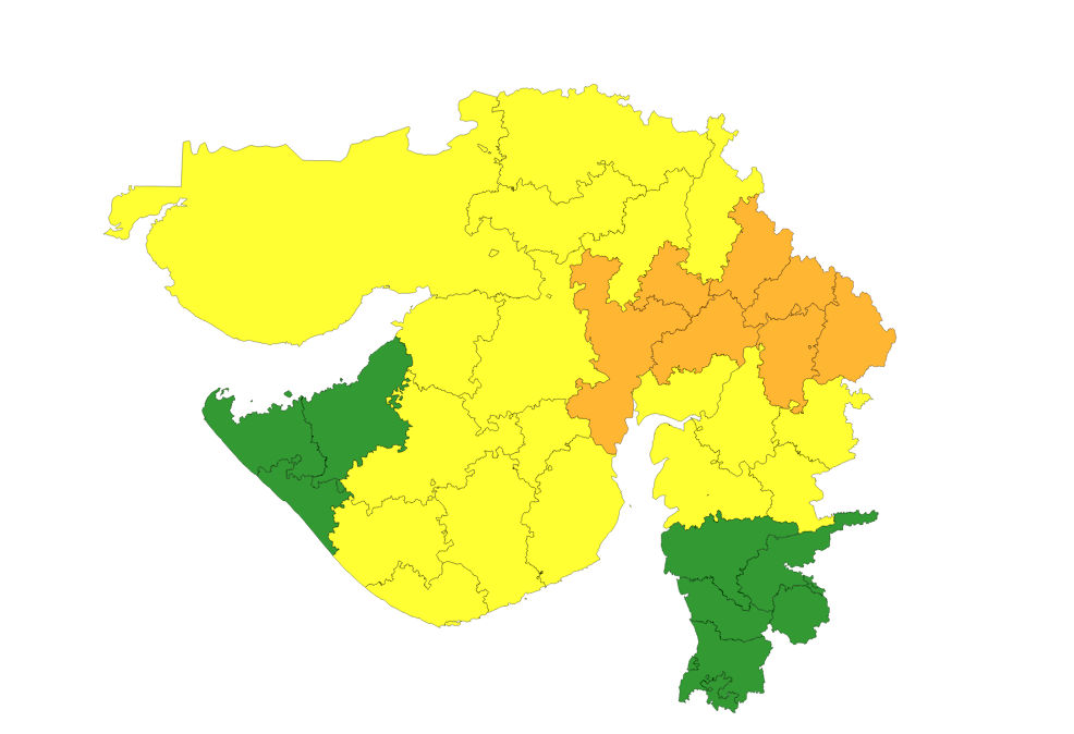 હવામાન વિભાગનું નાઉકાસ્ટ: અમદાવાદ સહિત કુલ 7 જિલ્લાઓમાં ઑરેન્જ ઍલર્ટ, 19માં યલો ઍલર્ટ 2 - image
