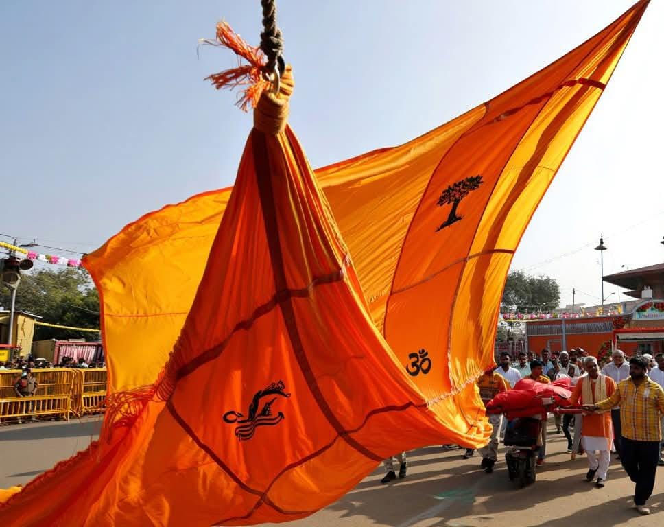 Photos: અયોધ્યાના શ્રીરામ મંદિરની ધ્વજાના પ્રથમ દર્શન, સોનાથી મઢેલો છે ધ્વજદંડ 2 - image