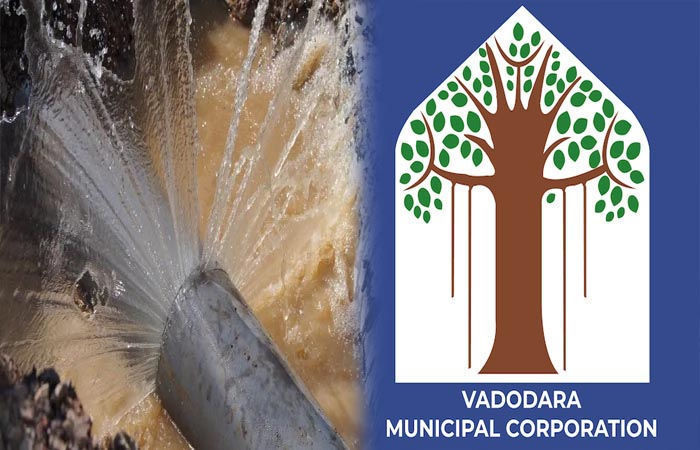 વડોદરામાં જાહેર માર્ગ પર પાણીની લાઈનમાં ભંગાણ : ખોદાયેલા ખાડાથી ટ્રાફિક જામ 1 - image