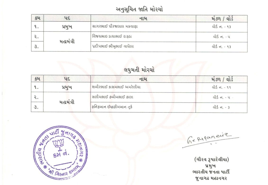ગુજરાતના 3 જિલ્લાના ભાજપ સંગઠનમાં મોટા ફેરબદલ! જુઓ કયા નેતાઓને સોંપાઈ જવાબદારી 7 - image