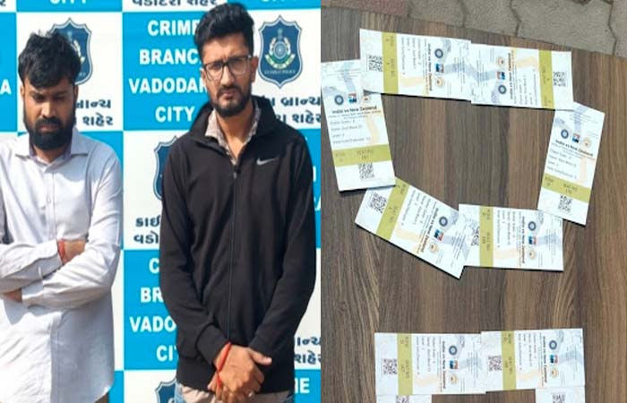 વડોદરા: ભારત-ન્યૂઝીલેન્ડ મેચની ટિકિટોનું કાળાબજાર કરતું રેકેટ ઝડપાયું, 17 ટિકિટો કબજે 1 - image