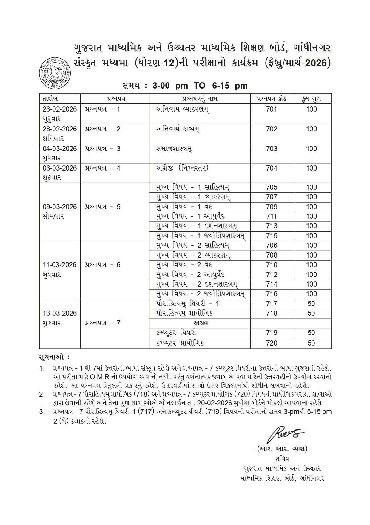 ધો. 10 અને 12ની ગુજરાત બોર્ડની પરીક્ષાનો કાર્યક્રમ જાહેર, 26 ફેબ્રુઆરીથી શરૂ થશે પરીક્ષા 6 - image