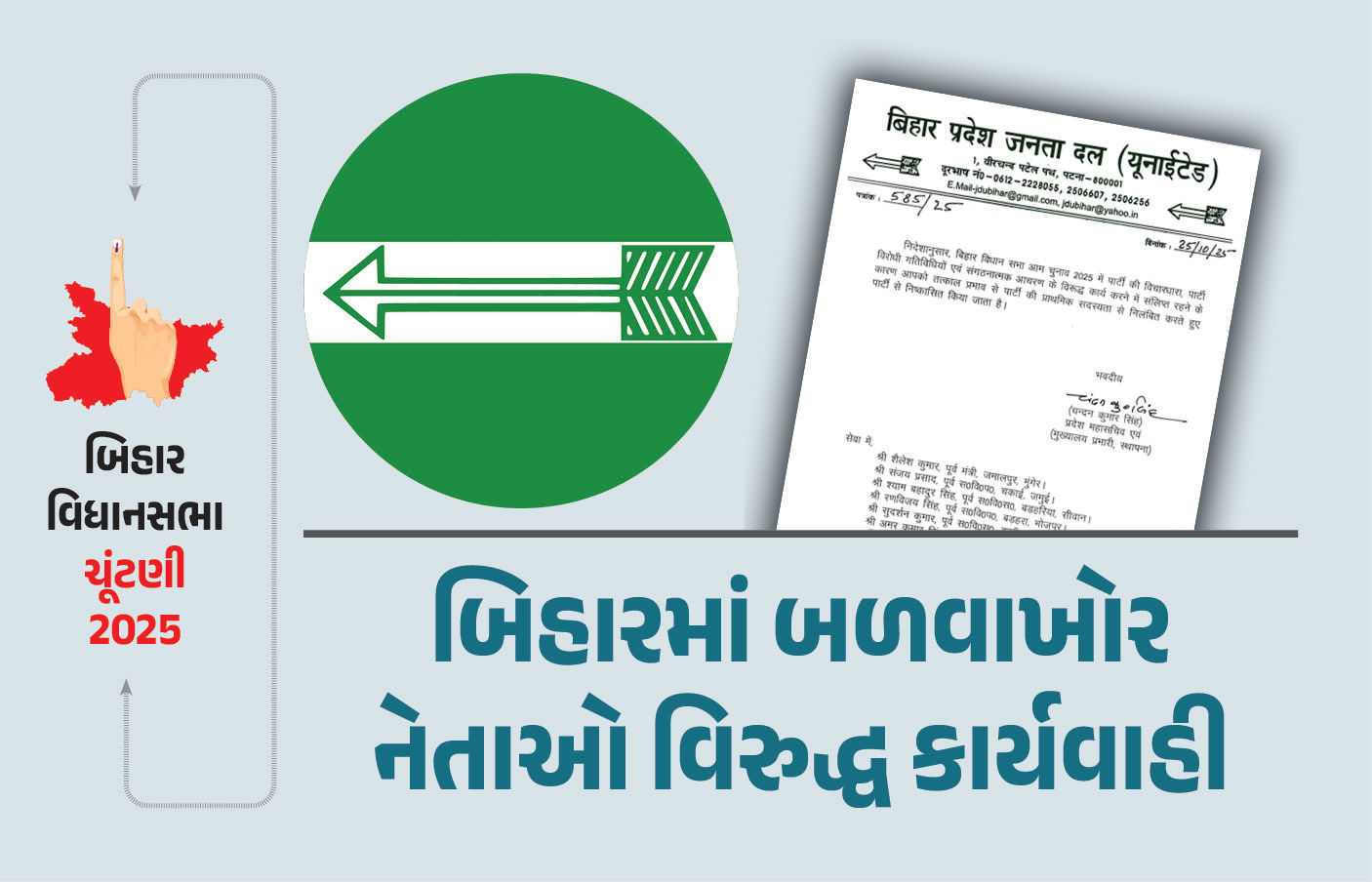 બળવાખોરો સામે JDUની કડક કાર્યવાહી... પૂર્વ મંત્રી-ધારાસભ્ય સહિત 11 નેતાને પાર્ટીમાંથી હાંકી કાઢ્યા 1 - image