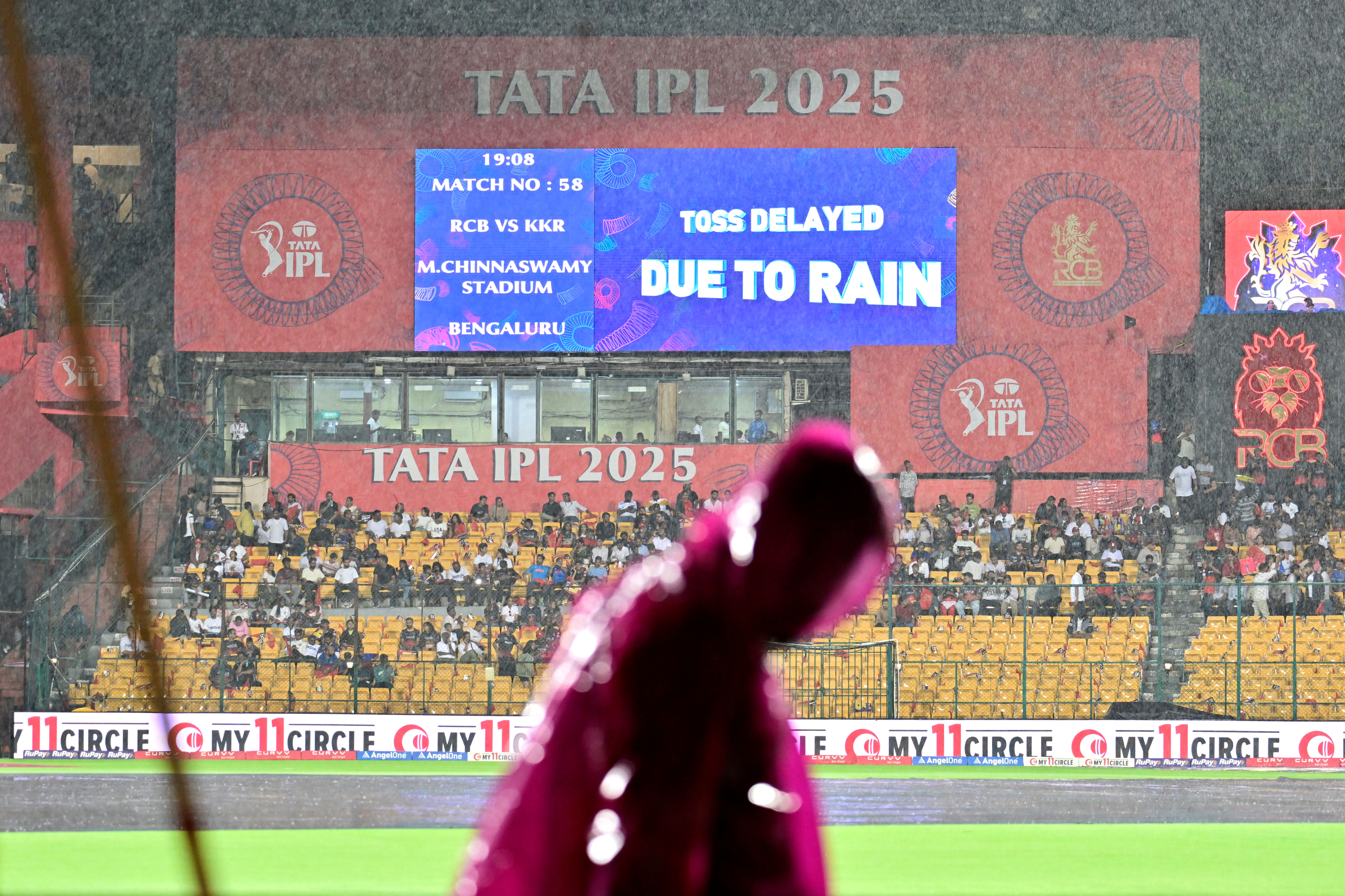IPL 2025: KKR knocked out as rain washes off RCB clash