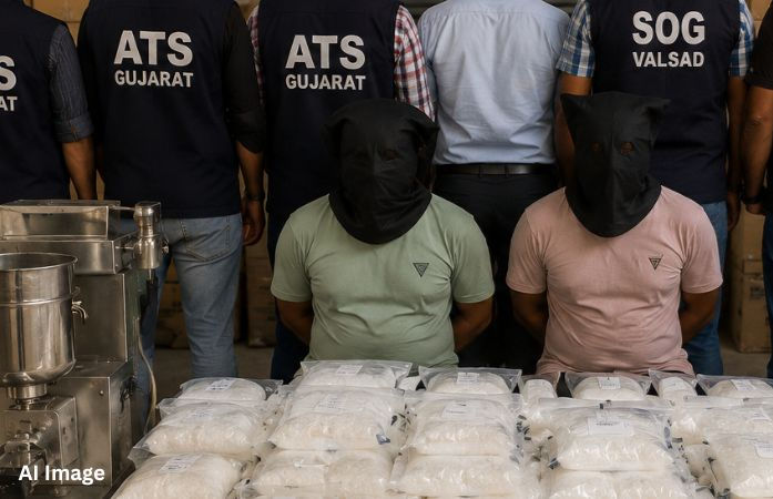 વાપીમાં ગુજરાત ATSનો સપાટો: ગોડાઉનમાં ચાલતી હતી ડ્રગ્સની ફેક્ટરી, બેની ધરપકડ 1 - image