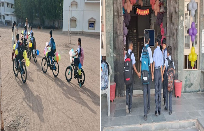 જામનગર શહેર અને જિલ્લામાં 35 દિવસના વેકેશન બાદ તમામ શાળાઓમાં ફરી ગુંજી વિદ્યાર્થીઓની કિલકારીઓ 1 - image