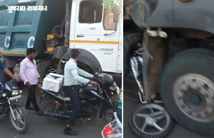 અમદાવાદના SG હાઈવે પર બેફામ ડમ્પરની અડફેટે બાઇક ચાલક સહિત 2ના મોત, ડ્રાઈવર ફરાર 1 - image