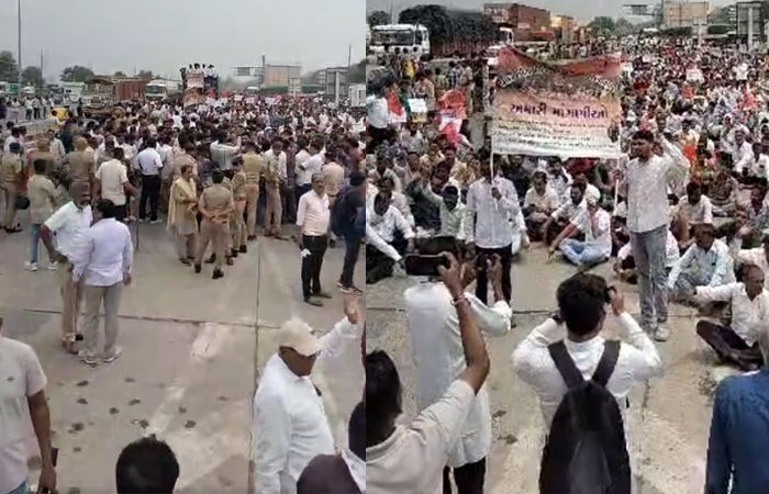 પાલનપુર-આબુ રોડ નેશનલ હાઇવે પર ટોલ ટેક્સ માફીની માગ સાથે ઉગ્ર દેખાવો, પોલીસ ખડે પગે 1 - image