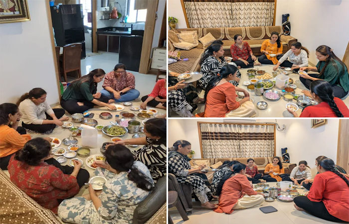 ચૈત્ર માસમાં મંદિરે ઠંડુ ખાવાના બદલે મહિલાઓ ગ્રુપમાં ઠંડુ ખાઈ પરંપરાને રાખી રહી છે જીવંત 1 - image