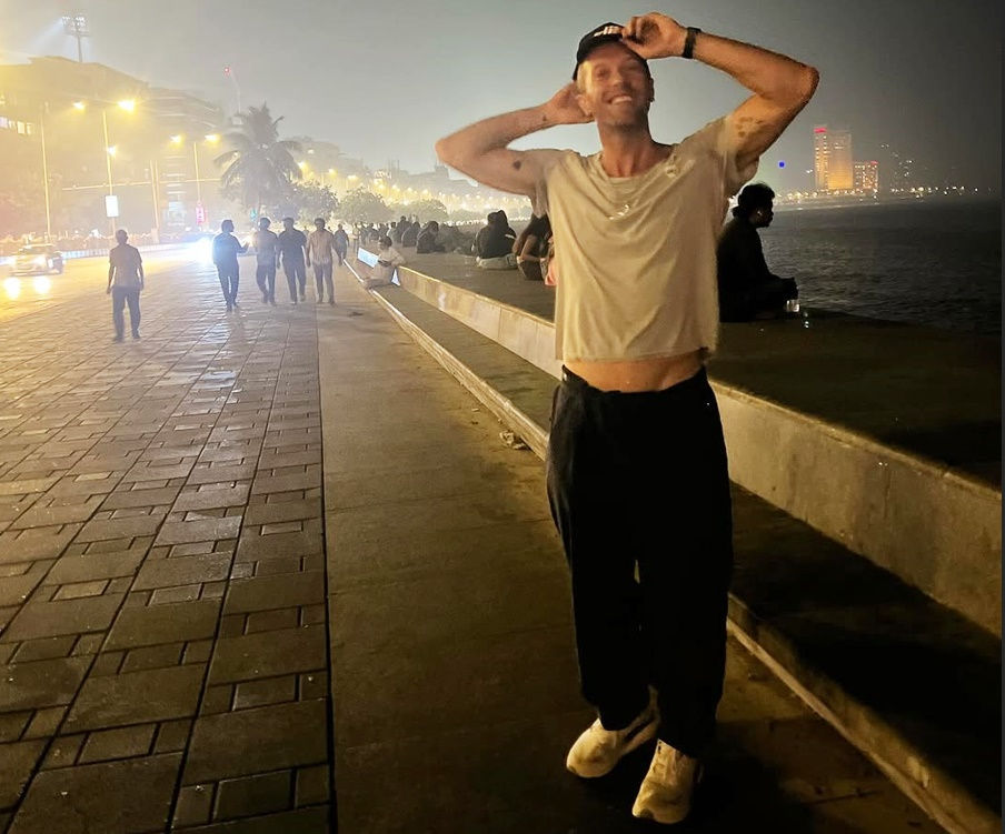 Chris Martin seen exploring Mumbai at iconic Marine Drive 