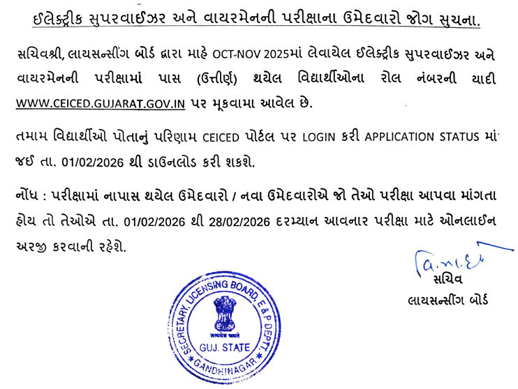 ઇલેક્ટ્રિક સુપરવાઇઝર અને વાયરમેન પરીક્ષાનું પરિણામ જાહેર, જાણો કઈ તારીખથી ડાઉનલોડ કરી શકાશે રિઝલ્ટ 2 - image