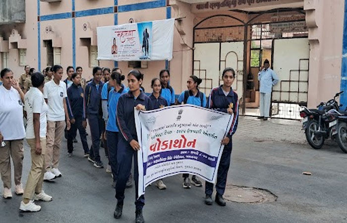 જામનગર જિલ્લા રમત ગમત વિભાગ દ્વારા વિશ્વ પર્યાવરણ દિવસની ઉજવણીના ભાગરૂપે વોકાથોન યોજાઈ 1 - image