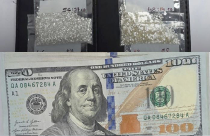 Diamonds and US dollar notes