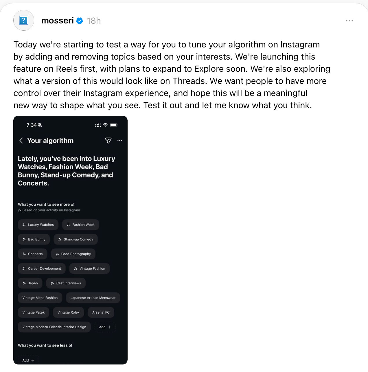 રીલ્સ ફીડને હવે યુઝર્સ કસ્ટમાઇઝ કરી શકશે, જાણો કેવી રીતે… 2 - image