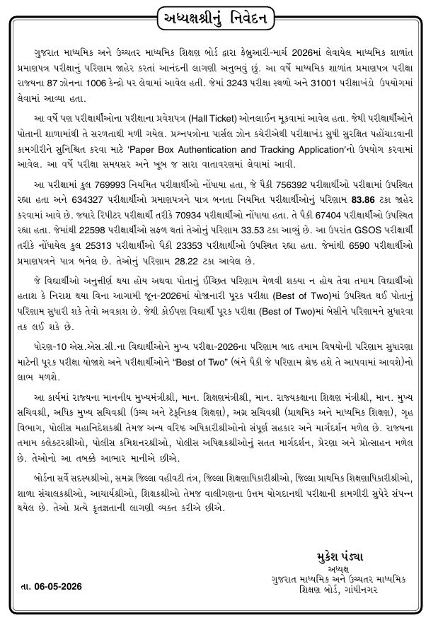 ગુજરાત બોર્ડ ધોરણ 10નું 83.86% પરિણામ જાહેર, વોટ્સએપ-વેબસાઈટ દ્વારા સરળતાથી મેળવો માર્કશીટ 2 - image