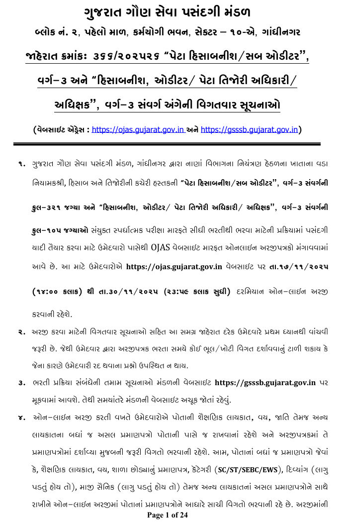 રેવન્યૂ ડિપાર્ટમેન્ટમાં 400થી વધુ જગ્યાઓ પર ભરતી, કાલથી ફોર્મ ભરાશે, GSSSBએ કરી જાહેરાત 2 - image