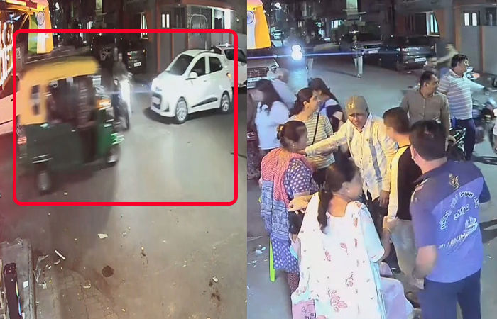 જામનગરમાં ત્રિપલ અકસ્માત, 3 મહિલા સહિત 5ને ઈજા, ઘટના સીસીટીવીમાં કેદ 2 - image