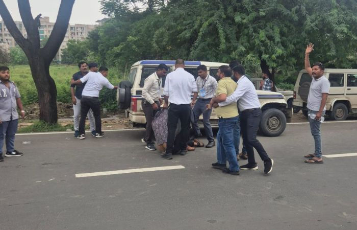 PM Modi in Ahmedabad Opposition leaders in house arrest NSUI leaders detained