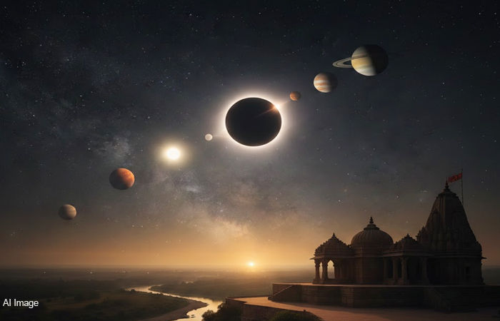 મેષ અને મિથુન સહિત આ 4 રાશિના જાતકો પર થશે 'ધનવર્ષા'! સૂર્યગ્રહણ પર પંચગ્રહી યોગ 2 - image