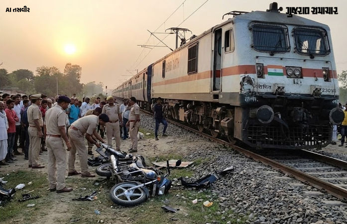 UPમાં ધ્રૂજાવીદેનારી ઘટના: રેલવે ટ્રેક પસાર કરતા સમયે આવી ગઈ ગરીબ રથ એક્સપ્રેસ, દંપતી સહિત 5ના કરૂણ મોત 1 - image