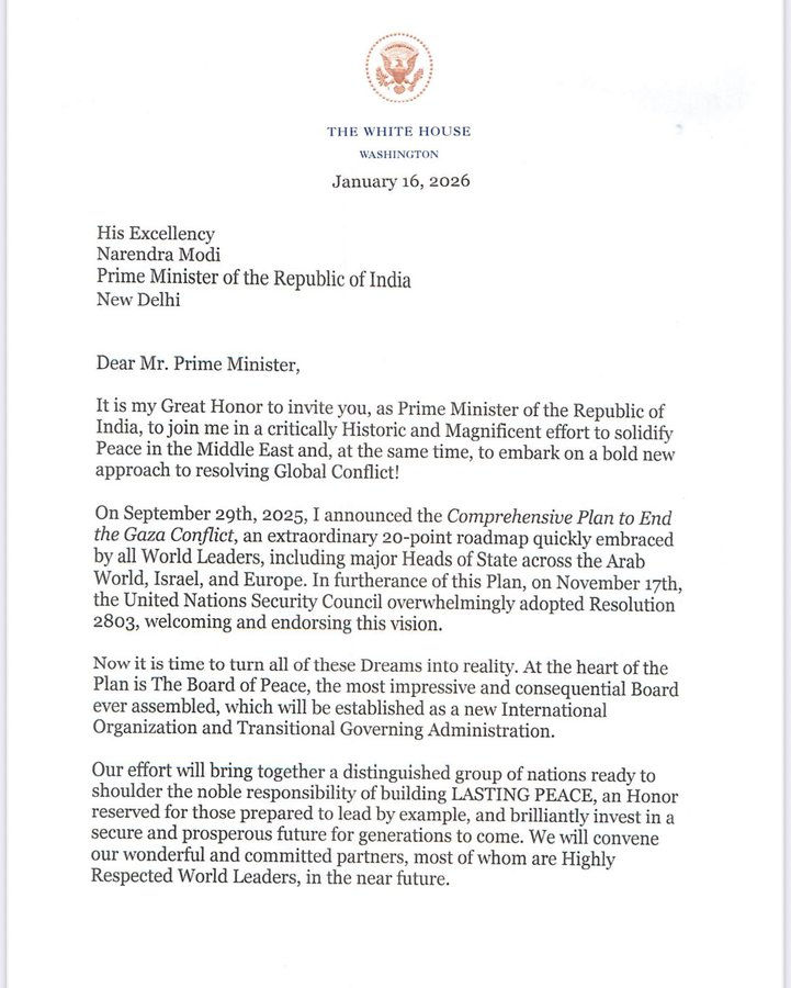 ગાઝામાં 'શાંતિદૂત' બનશે ભારત! ટ્રમ્પે PM મોદીને 'બોર્ડ ઓફ પીસ'માં જોડાવવા માટે મોકલ્યું આમંત્રણ 2 - image