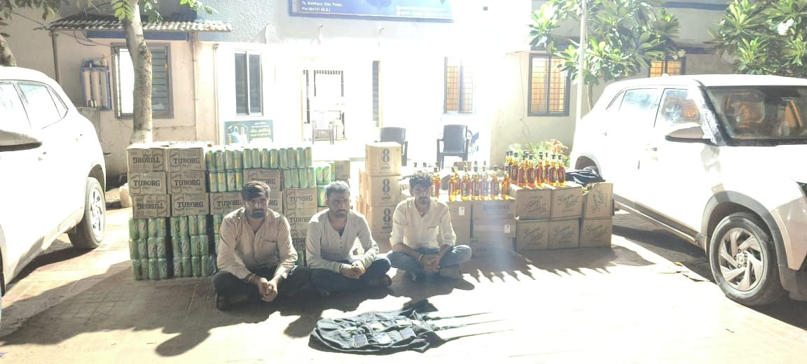 ₹12 lakh worth of liquor seized in Siddhpur, 3 arrested, 4 wanted