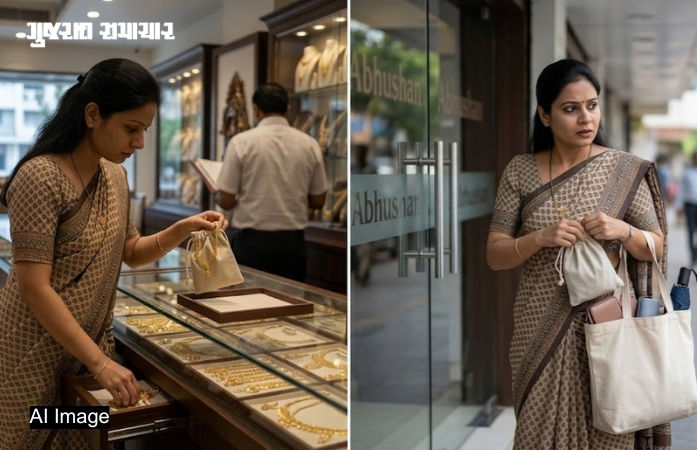 અમદાવાદ: નિકોલના જ્વેલર્સમાં મહિલા સેલ્સગર્લનો હાથફેરો, 1.11 કરોડનું સોનાના દાગીના લઈ ફરાર 1 - image