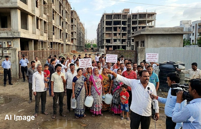 લાઇટ બિલ નહીં ભરતા સાંઇનાથ કન્સ્ટ્રક્શન સાઈટના 80 પરિવારોની લાઈટ, પાણી, લિફ્ટની સુવિધા છીનવાતા હેરાન 1 - image