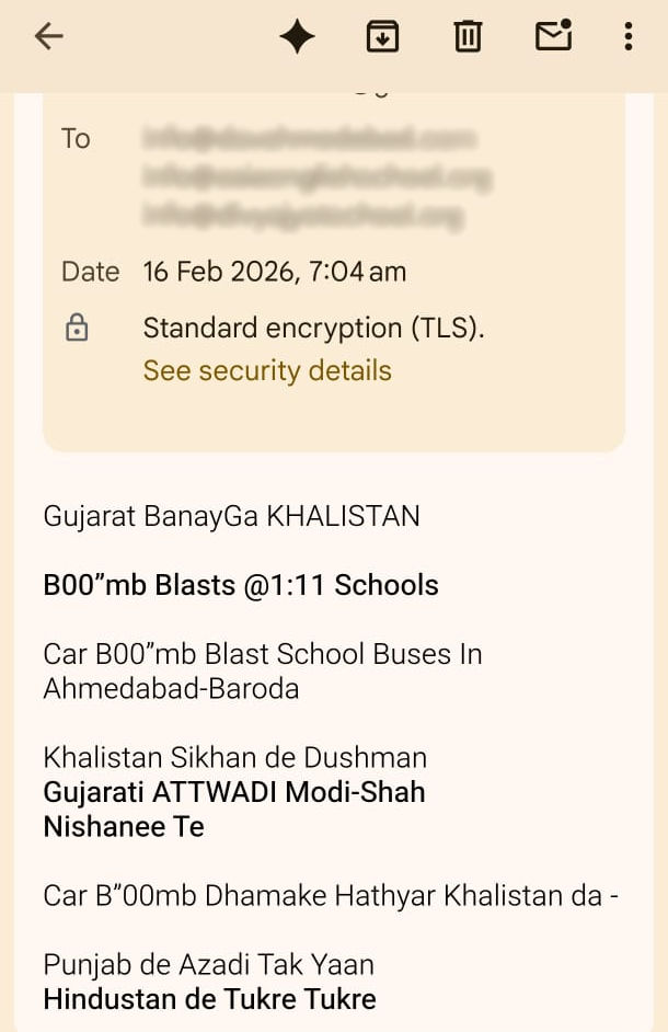 અમદાવાદ-વડોદરાની સ્કૂલોને બોમ્બથી ઉડાવી દેવાની ધમકી, બાળકોને છોડી મૂકાયા, તંત્રમાં દોડધામ 3 - image