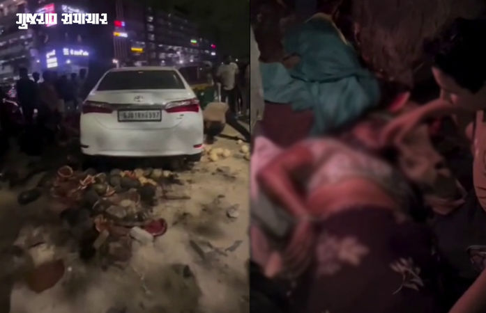 અમદાવાદમાં હીટ એન્ડ રન: હંસપુરામાં કારચાલકે ફૂટપાથ પર ફ્રૂટની લારી પાસે સૂતેલા મહિલાને અડફેટે લેતા મોત 2 - image