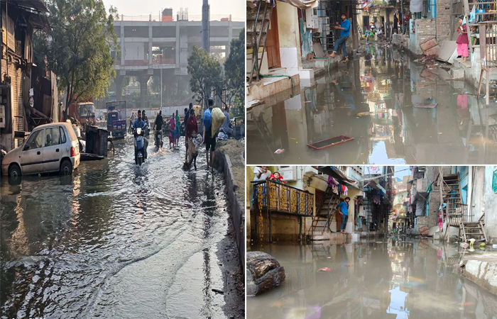 સુરતના કાદરશાની નાળ વિસ્તારમાં વગર ચોમાસે ગટરીયા પૂરની સ્થિતિ, ડ્રેનેજ લીકેજના કામમાં વેઠ ઉતારતા જનતા પરેશાન 1 - image