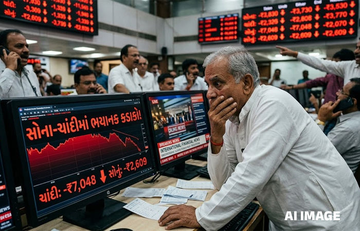 વાયદા બજારમાં ભૂકંપ: ચાંદીમાં ₹7000 થી વધુ અને સોનામાં ₹2600 થી વધુનો કડાકો