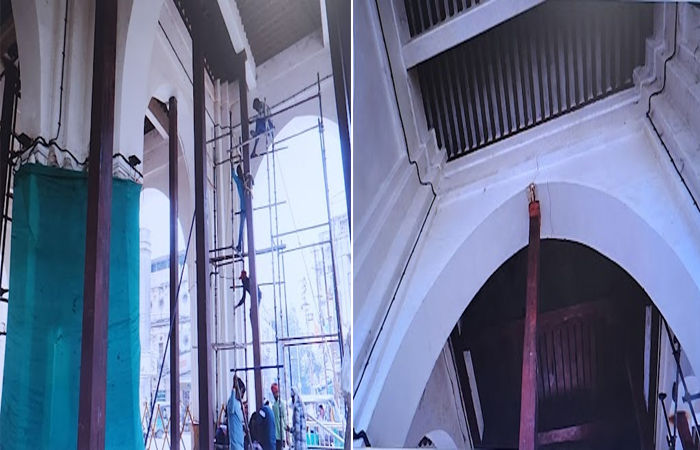 વડોદરામાં માંડવી ગેટની આર્ક વચ્ચે ટેકા તરીકે લોખંડના થાંભલા મુકતા તિરાડો પડી 1 - image