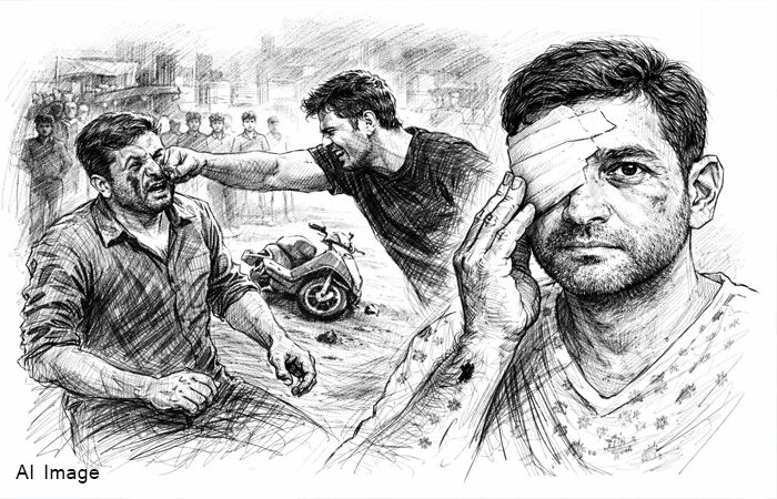 નવાપુરામાં ચોંકાવનારી ઘટના : મોપેડ સ્લીપ થતા મદદે દોડેલા યુવાન પર હુમલો, ડાબી આંખની દ્રષ્ટિ ગઈ, આરોપી ફરાર 1 - image