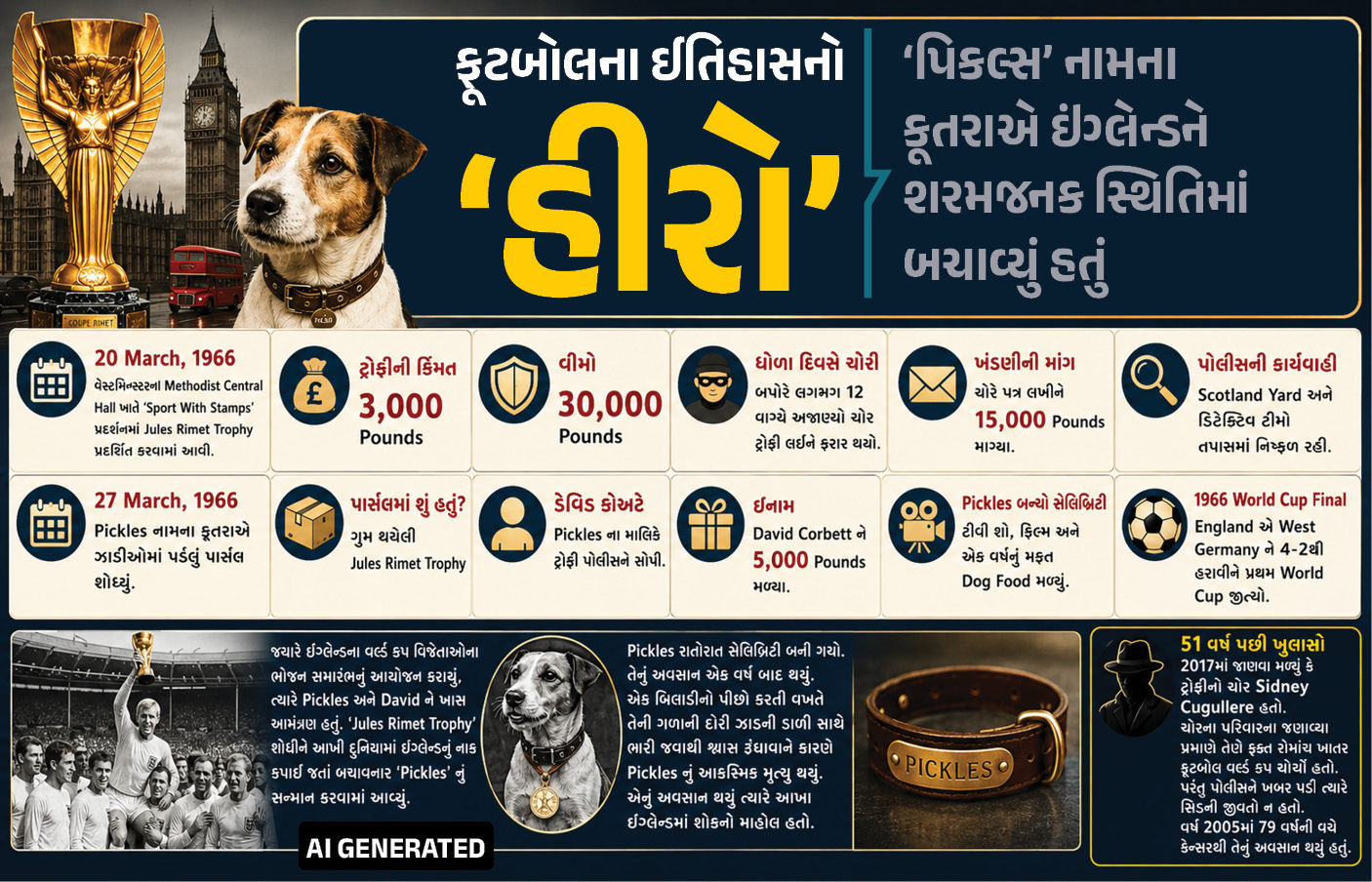 1966 ફિફા વર્લ્ડ કપ ટ્રોફી ચોરી અને એક કૂતરા દ્વારા તેને શોધવાની અદ્ભુત ગાથા