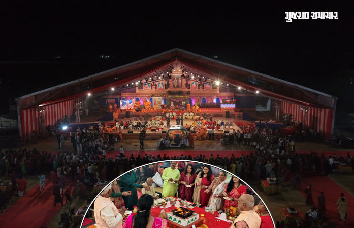 અમદાવાદમાં 12 હજાર હરિભક્તોએ કરી વિશ્વશાંતિની પ્રાર્થના, BAPS સ્વામિનારાયણ મંદિર ખાતે મહાયાગનું સમાપન 1 - image