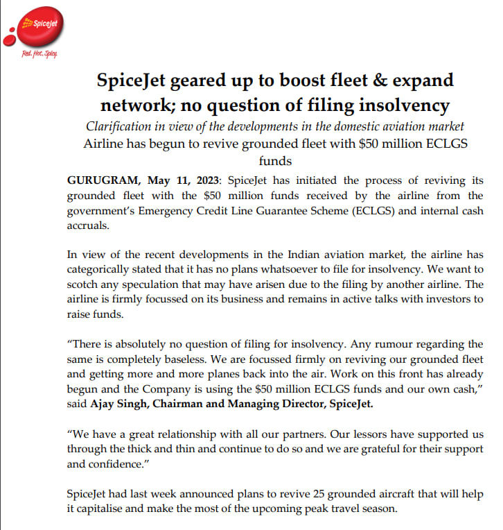 GoFirstની નાદારી બાદ spicejet પર કટોકટીનું સંકટ! એરલાઇન કંપનીએ અહેવાલને નકારી કાઢ્યા 2 - image