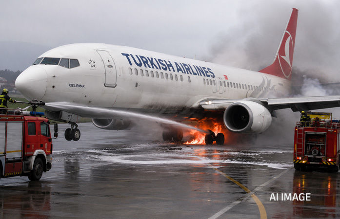 Turkish Airlines Plane Fire