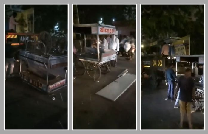 દબાણ હટાવવામાં AMCને ભારે ઉતાવળ: ડમ્પરમાં ઓવરલોડ લારીઓ વૃક્ષ સાથે અથડાઈ, માંડ માંડ બચ્યો યુવક 1 - image