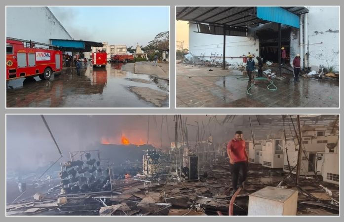 અમદાવાદના દસક્રોઈના ટીંબામાં પ્લાસ્ટિક ફેક્ટરીમાં ભીષણ આગ, ફાયરબ્રિગેડની 15 ગાડીઓ ઘટનાસ્થળે 1 - image