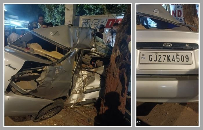 અમદાવાદના વટવા GIDC માં કંપારી છૂટી જાય તેવો અકસ્માત, બેફામ કાર ઝાડમાં ઘૂસી જતાં યુવકનું મોત 2 - image
