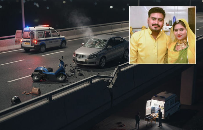 અમદાવાદના રાણીપમાં કારચાલકે એક્ટિવા પર જતા દંપતીને ટક્કર મારતા બ્રિજ પરથી પટકાતા મોત 1 - image