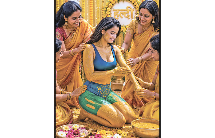 સુંદર નર-નારીનું રૂપ નિખારે પીઠી . 1 - image