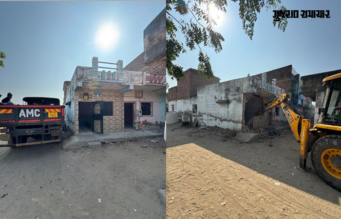 અમદાવાદમાં રીઢા ગુનેગારનું મકાન ભોંય ભેગું, 33 જેટલા ગંભીર ગુનાઓમાં સંડોવાયેલો હતો આરોપી 2 - image