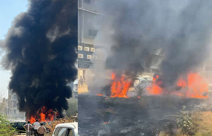 અમદાવાદ: સાયન્સ સિટી પાસે એક બિલ્ડિંગના પાર્કિંગમાં ભીષણ આગ, 10થી વધુ કાર ખાખ 2 - image