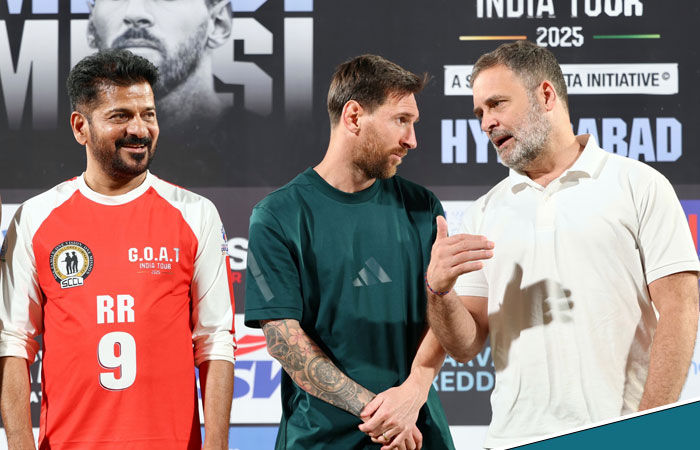 VIDEO: મેસી અને તેલંગાણાના CM સાથે રમ્યા ફુટબોલ, રાહુલ ગાંધીને ગિફ્ટ કરી જર્સી 1 - image