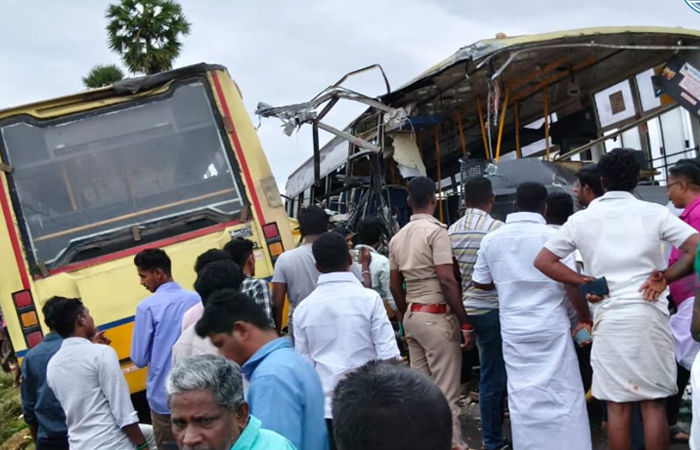 તમિલનાડુના શિવગંગામાં 2 બસ વચ્ચે ભયંકર ટક્કર, 11 મુસાફરોના મોત, 40થી વધુ ઈજાગ્રસ્ત 1 - image
