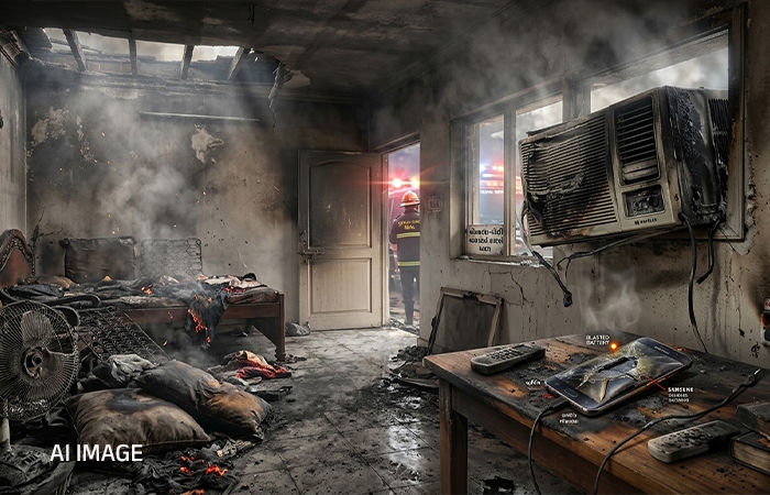 મોબાઈલ બ્લાસ્ટ કે AC શોર્ટ સર્કિટ? લીંબડીમાં મકાનમાં આગ લાગતા પતિ-પત્નીના મોતથી અરેરાટી 2 - image