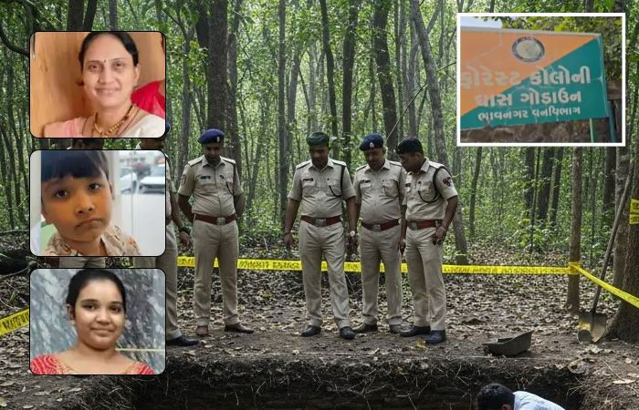 ભાવનગરમાં 10 દિવસથી ગુમ ફોરેસ્ટ અધિકારીના પત્ની અને બે બાળકોના મૃતદેહ જમીનમાં દાટેલા મળ્યા 1 - image