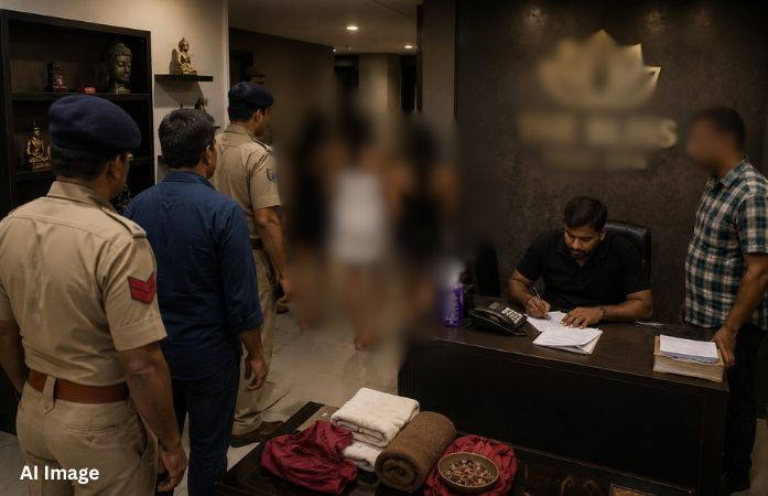 અમદાવાદના ઓઢવમાં રિંગ રોડ પર સ્પાની આડમાં કૂટણખાનું પકડાયું, ત્રિપુરાની મહિલાઓ પકડાઈ 1 - image